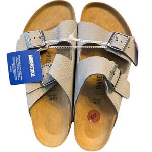 Birkenstock Arizona Stone Grey Pebbled Leather Sandals Mens 8 EU 41 NEW